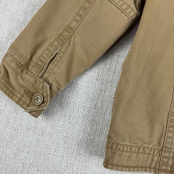Gap Kids Bomber Jacket Boys Size Small Canvas Khaki Tan Plaid Lining Zip Up Coat - Picture 9 of 16